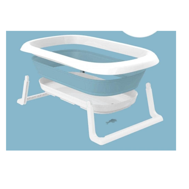 Plastic Portable & Collapsible Bathtub Blue & White