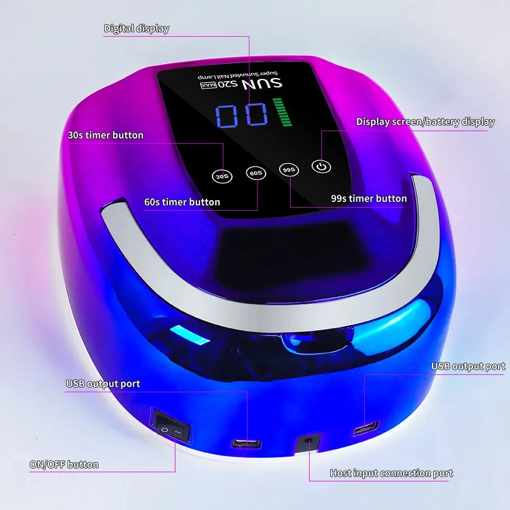 Sun Rechargeable Nail UV 48 LED Lamp Dryer Professional Cordless Quick Dry Gel Polish Curing Lamp Nail Tool S20