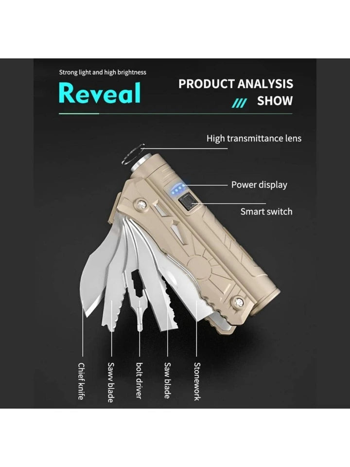 Multifunctional survival kit 7 in 1 tool with flashlight