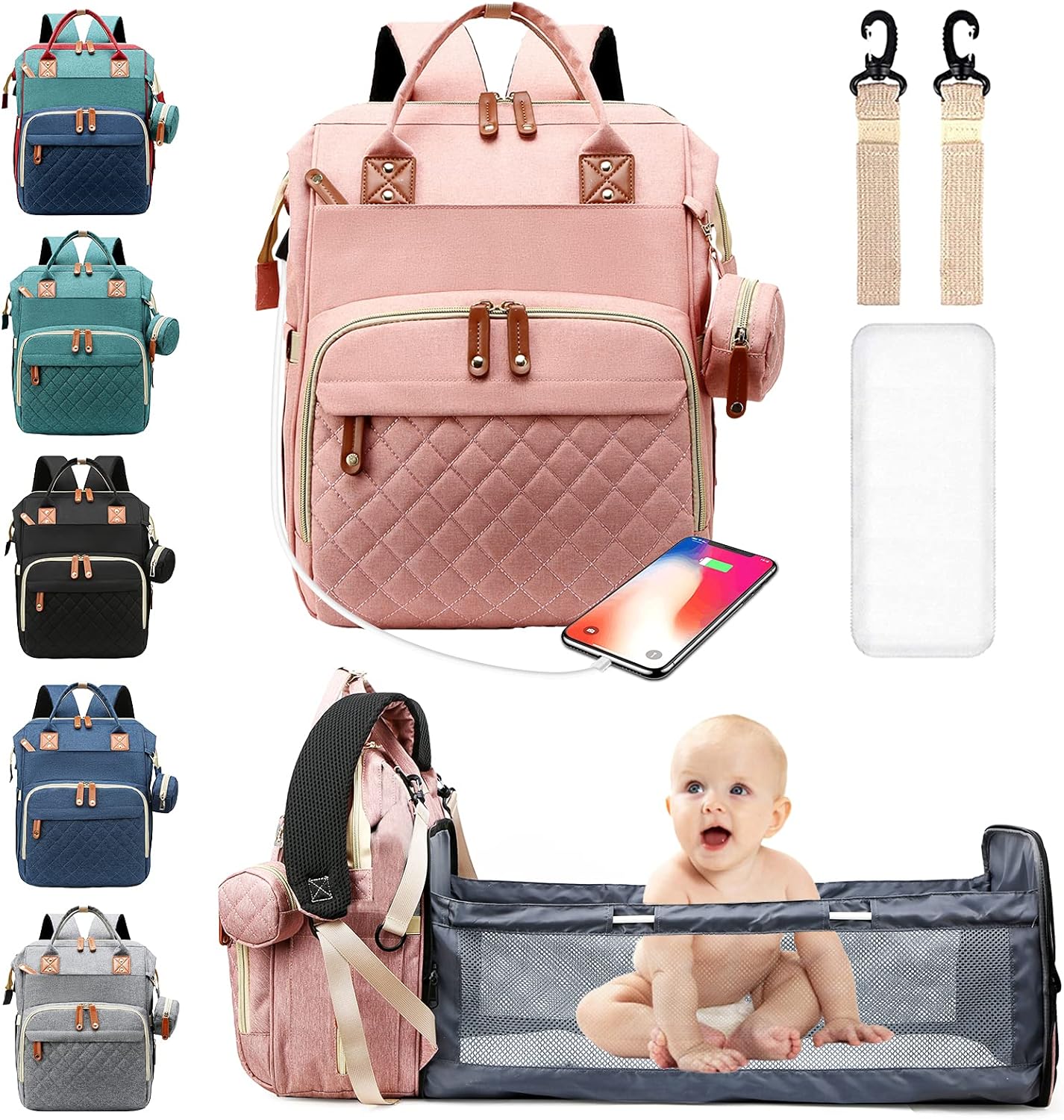 Multifunctional Baby Diaper Bag Backpack With Changing 
Station - Waterproof Large Travel Backpack For Boys And Girls