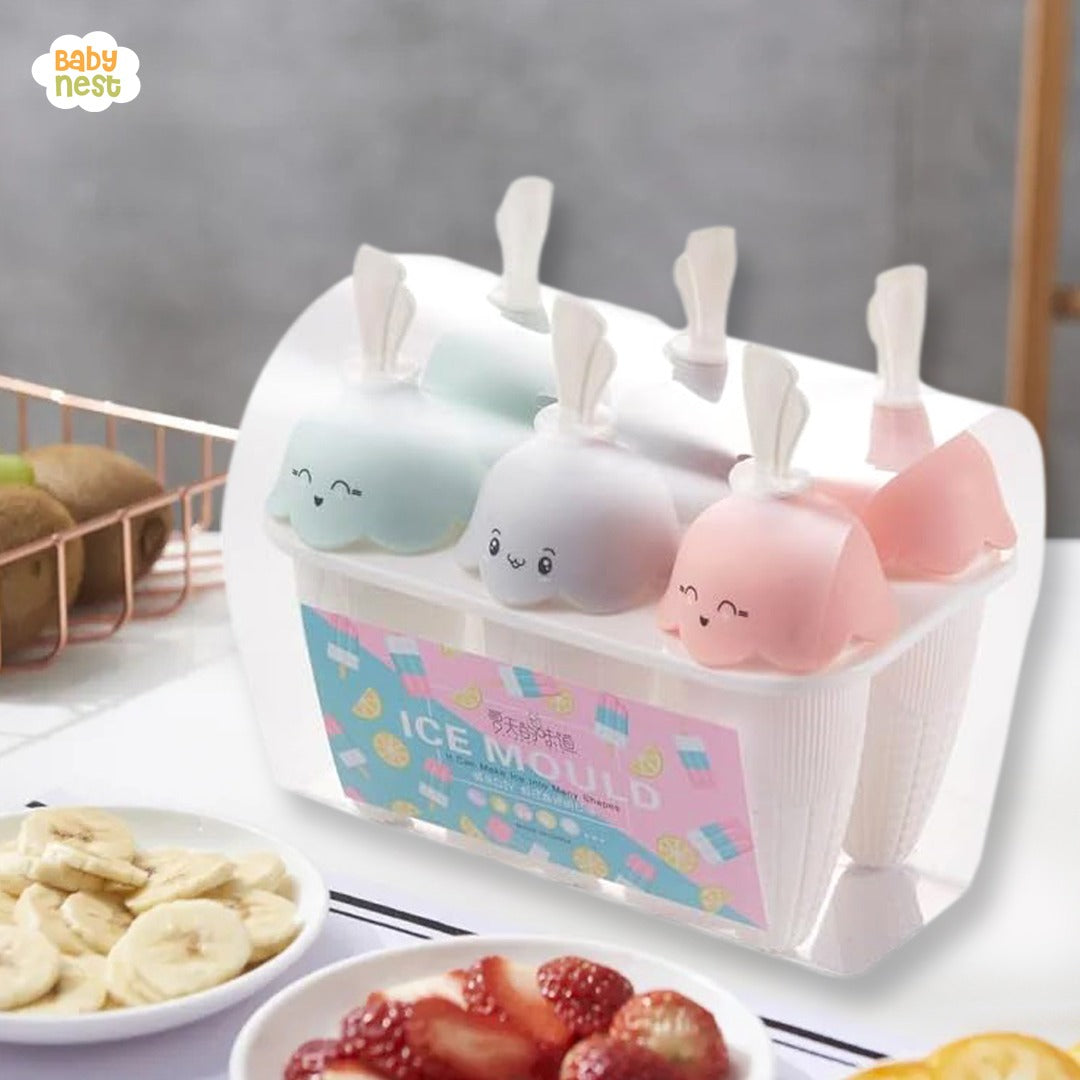 MHome Silicone Ice Cream Mold – 6-Grid Reusable Popsicle Maker for Homemade Frozen Treats