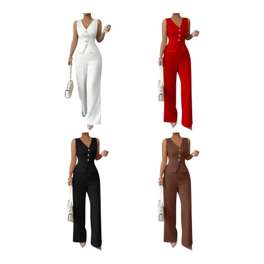 Ladies Elenzga Sleeveless 2pc Pants/Top Set -Various Colours