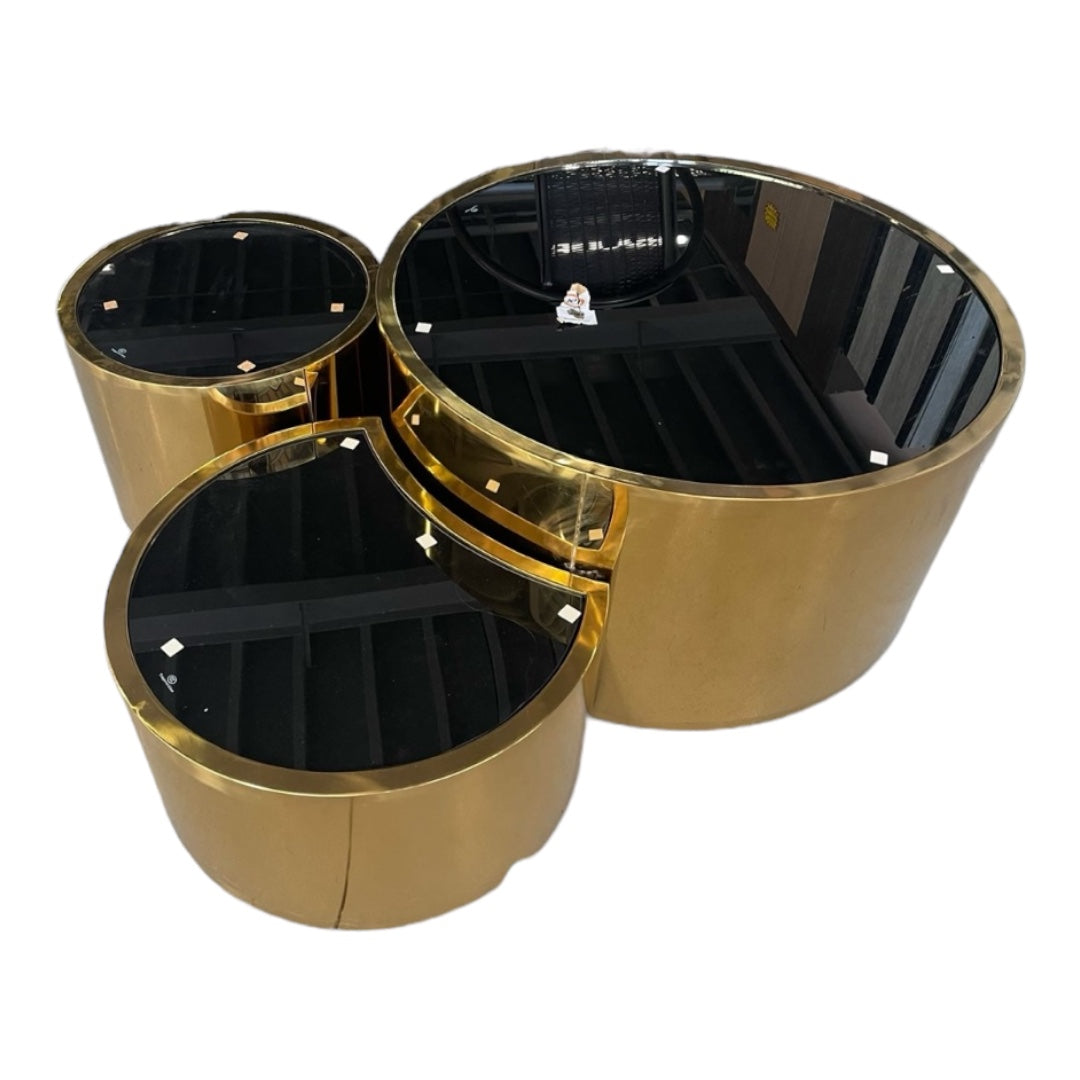 Modern Luxury Metal Gold/Black Set Of 3Tables
