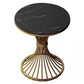 Modern Luxury RoundCoffee Table with Marble Top Golden Metal Legs for Home Living Room- 2pc Set Black/Gold