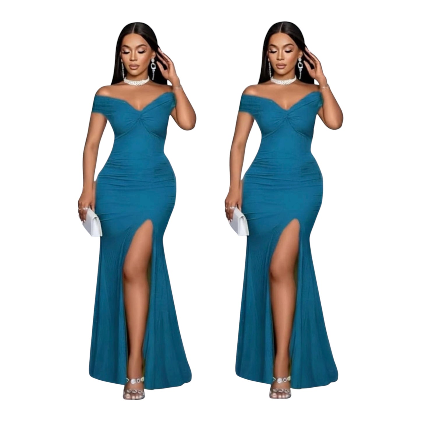 Ladies Elegant Off-Shoulder Evening Party Dress