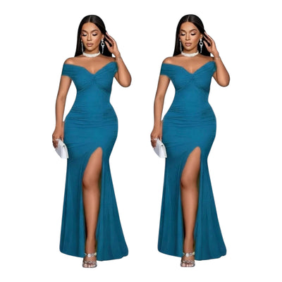 Ladies Elegant Off-Shoulder Evening Party Dress