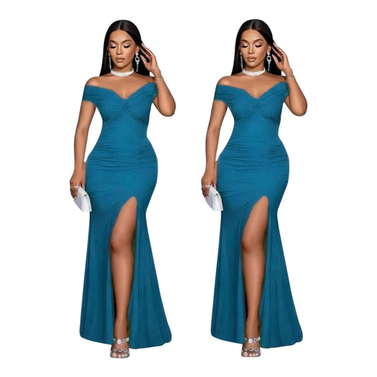 Ladies Elegant Off-Shoulder Evening Party Dress
