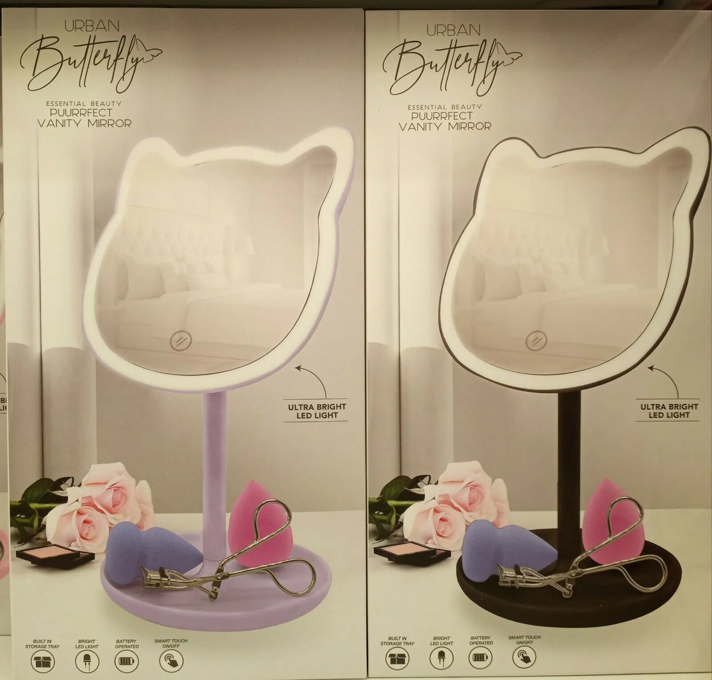 Makeup Mirror Light up Vanity Mirror Led CAT Mirror Touch On/Off Base Tray. Gift
