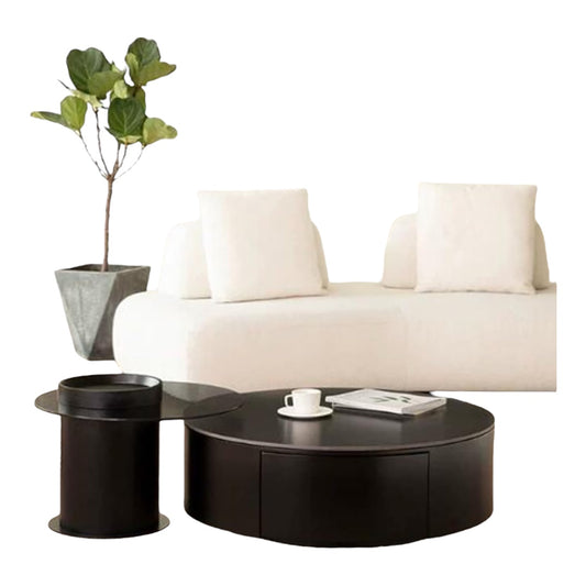 MFurn Round Mosiac Coffee Table With Glass 2pc