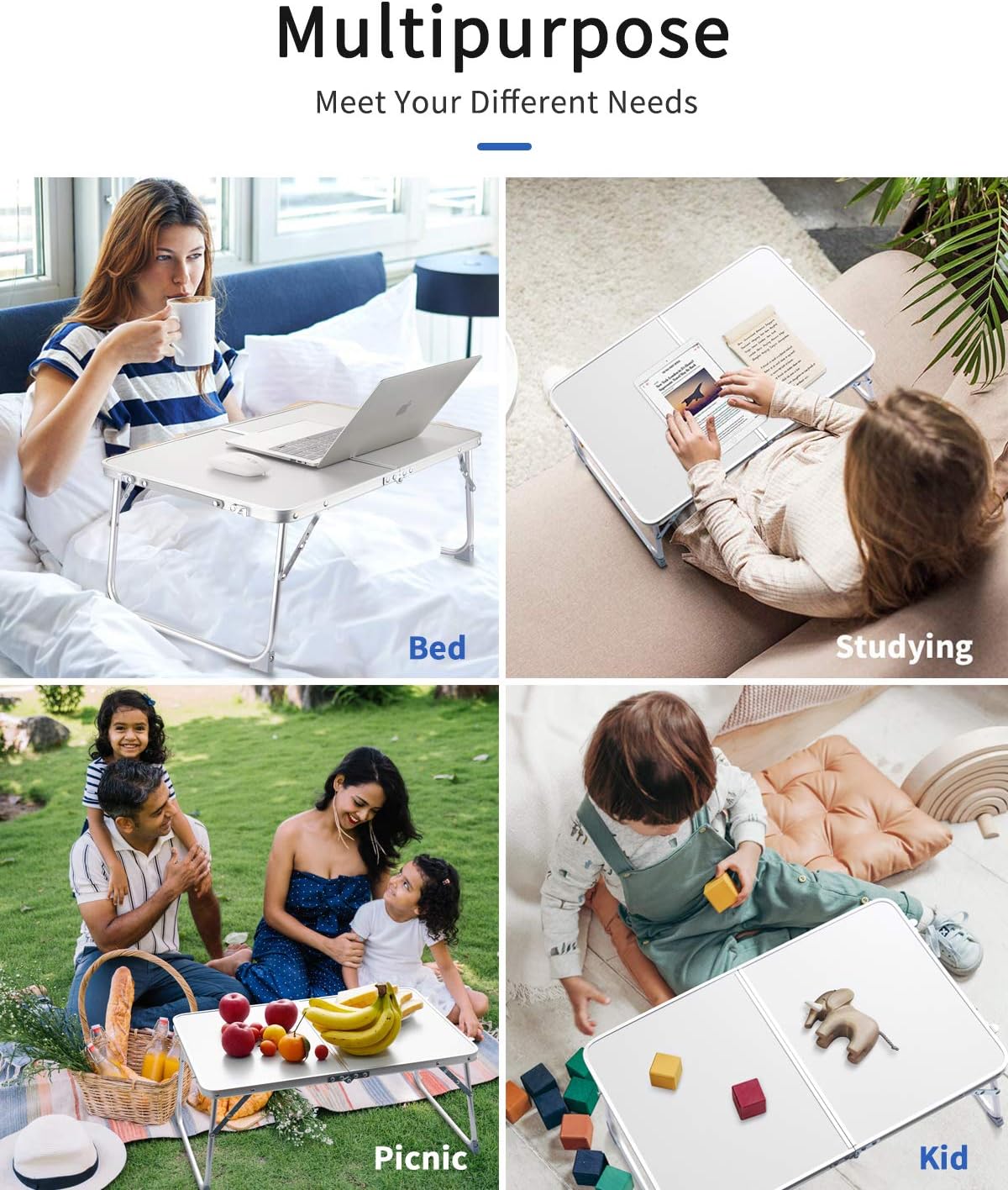 MFurn  Foldable Laptop Table for Bed - Lap Desk & Breakfast Serving Tray- Wood Colour