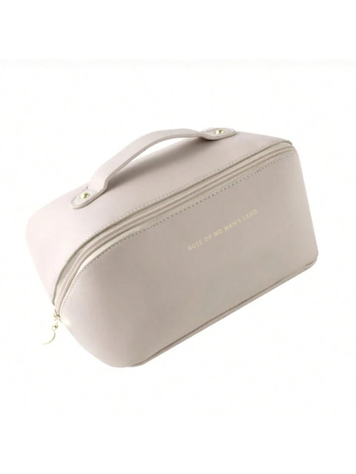 Beige Waterproof Portable Comestic Bag, Large Capacity Makeup Bag, Travel Toiletry Bag.