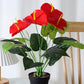 Artificial Plants Red Palm Flowers Imitation Anthurium Green Plants for Home - 70cm