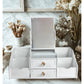 Mbeauty White Wooden Cosmetic Organiser With Drawers and Mirror
