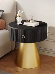 MFurn 
Round Nightstands with Porcelain Slab Tabletop Modern Nightstand with Storage Round Accent Table Bedside Table Sofa Side Table for Living Room