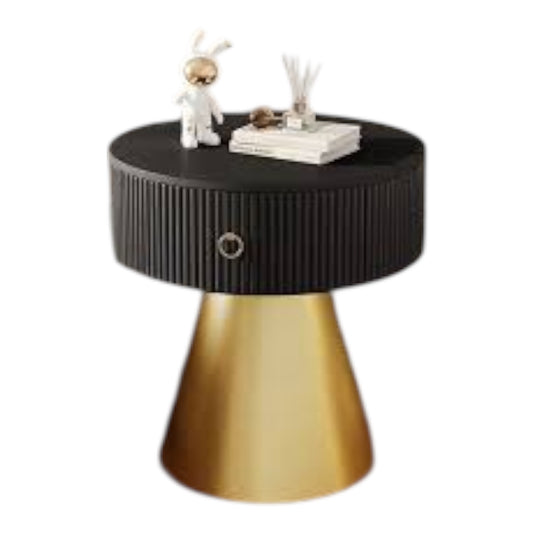 MFurn 
Round Nightstands with Porcelain Slab Tabletop Modern Nightstand with Storage Round Accent Table Bedside Table Sofa Side Table for Living Room