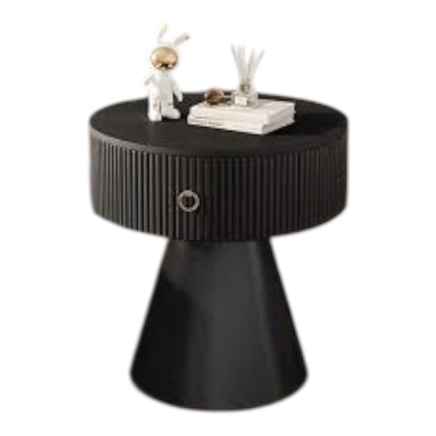 MFurn 
Round Nightstands with Porcelain Slab Tabletop Modern Nightstand with Storage Round Accent Table Bedside Table Sofa Side Table for Living Room