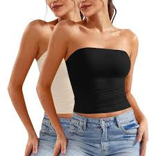 Ladies Strapless Bandeau Tube Tops-Various Colours