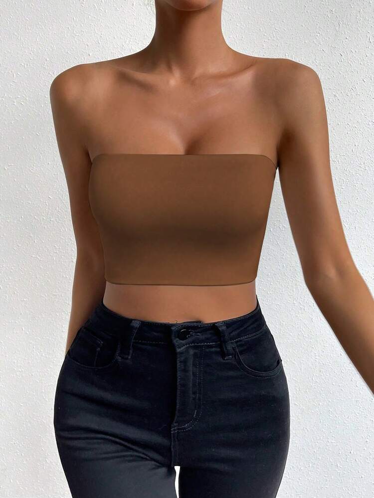 Ladies Strapless Bandeau Tube Tops-Various Colours
