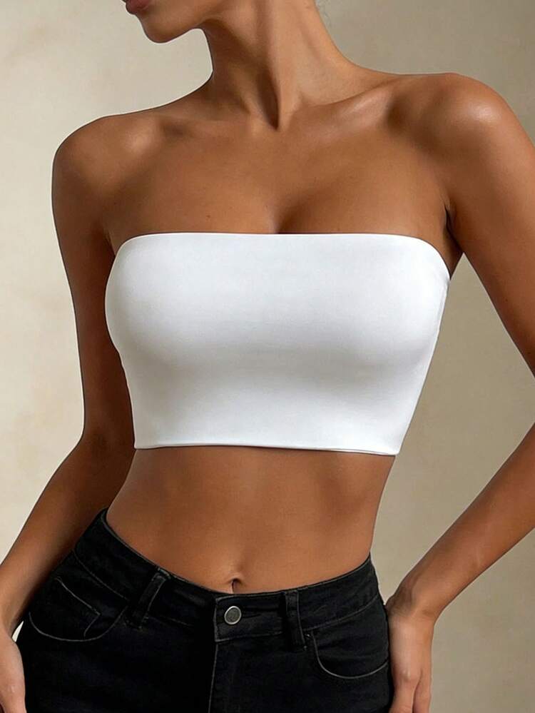 Ladies Strapless Bandeau Tube Tops-Various Colours