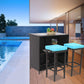 MFurn Cassy 3pc Wicker Outdoor Patio Bar Set with Glass Top & Cushions
