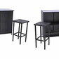 MFurn Cassy 3pc Wicker Outdoor Patio Bar Set with Glass Top & Cushions