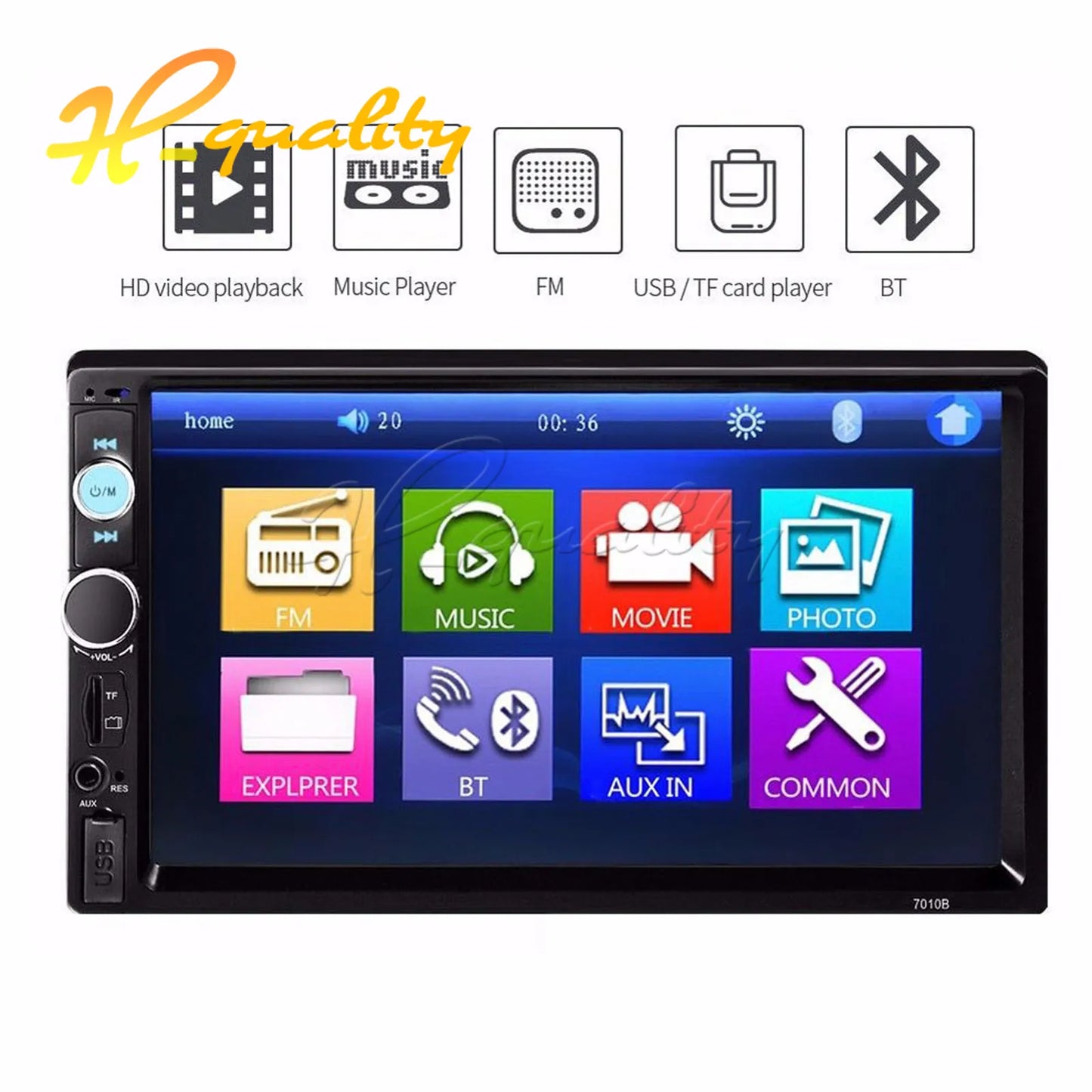 HD BT Touch Screen Car Stereo Radio MP5 Player FM/MP3/USB/AUX - 7inch