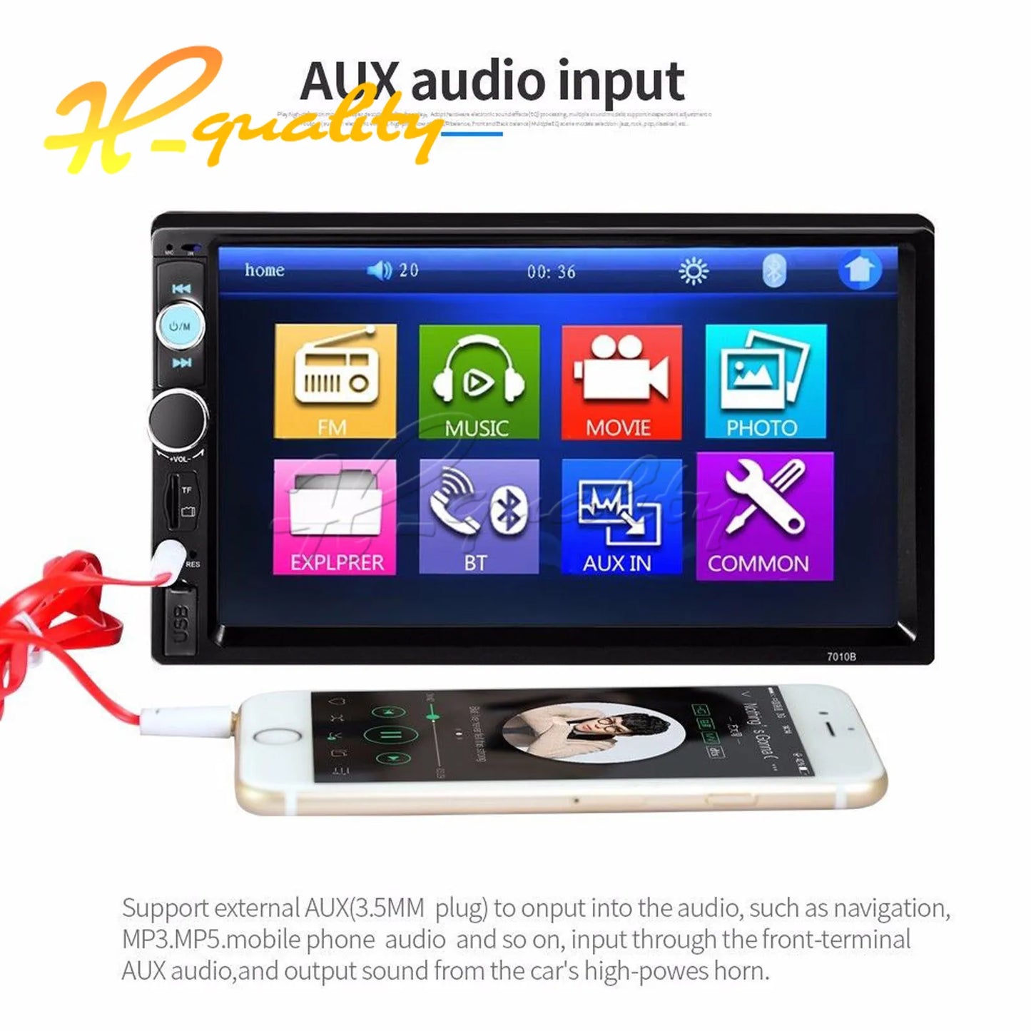HD BT Touch Screen Car Stereo Radio MP5 Player FM/MP3/USB/AUX - 7inch