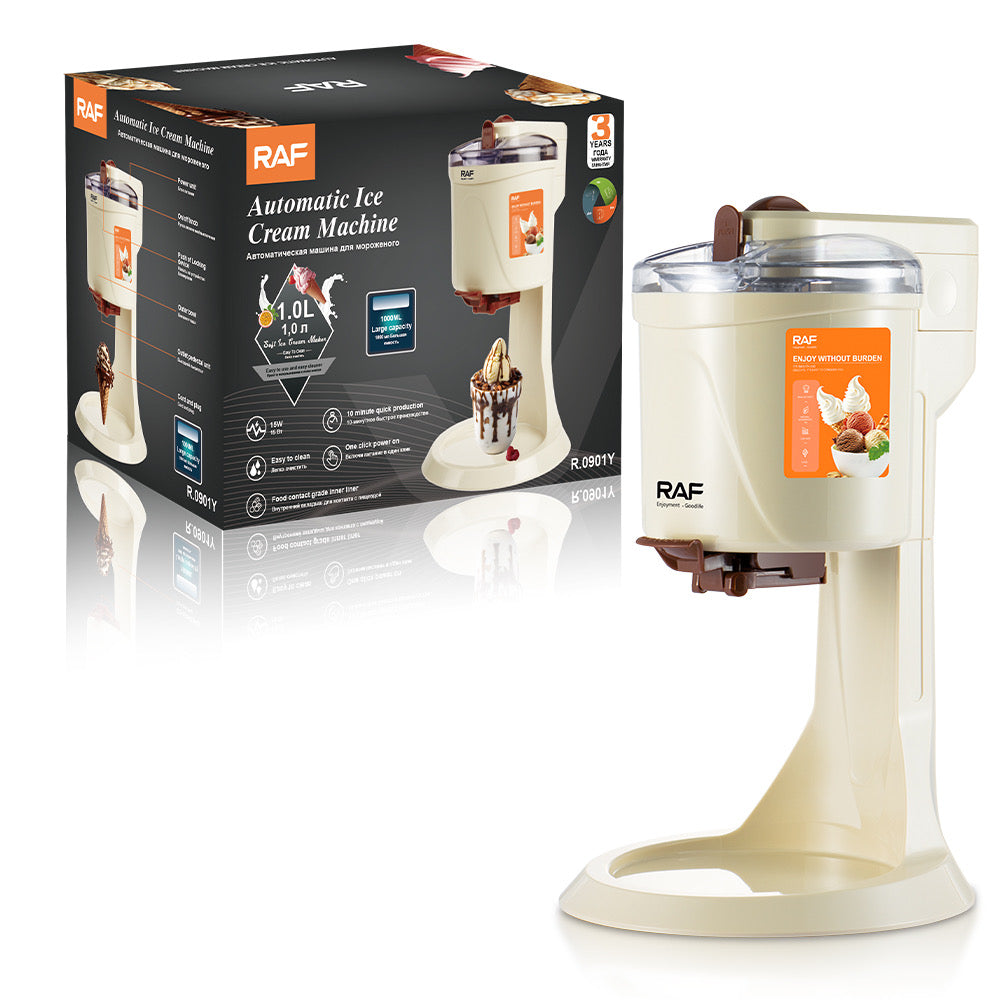 Automatic Frozen Fruit Ice Cream Machine Maker for Home Use DIY 1L Fruit Dessert Machine Milkshake Machine Electric Ice Cream Maker for Making Healthy Soft Serve Sherbet,Cone