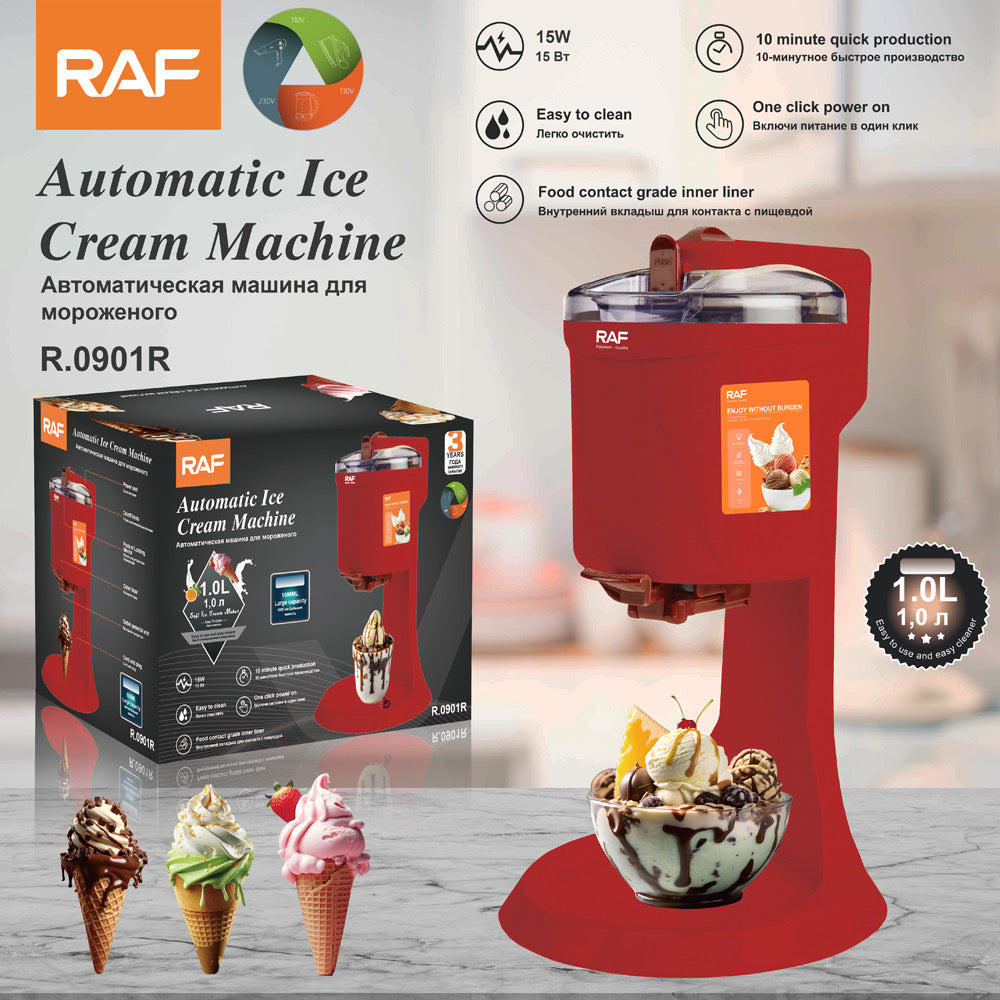Automatic Frozen Fruit Ice Cream Machine Maker for Home Use DIY 1L Fruit Dessert Machine Milkshake Machine Electric Ice Cream Maker for Making Healthy Soft Serve Sherbet,Cone