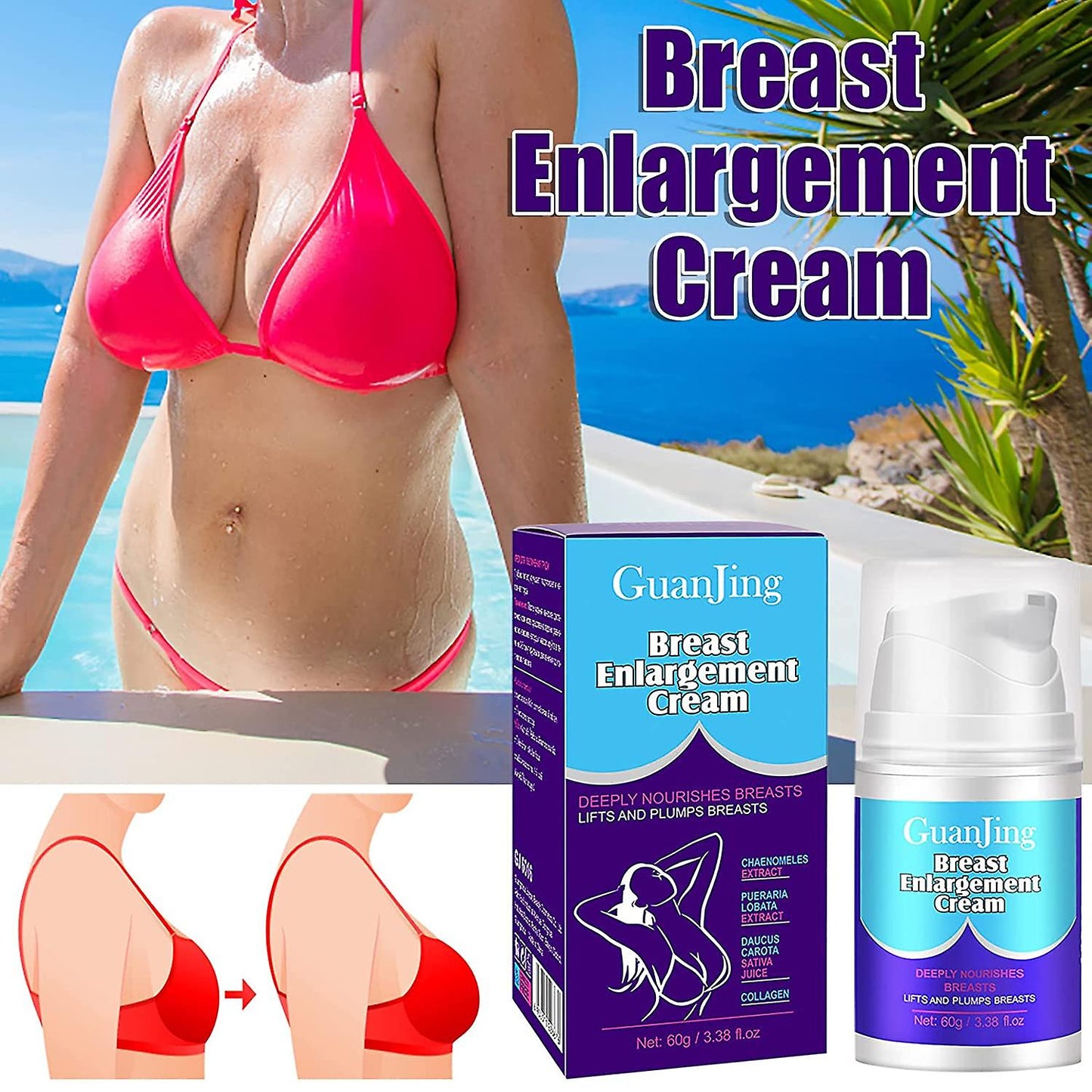 Breast Enhancement Cream, Breast Enlargement, Natural Breast Firming And Lifting Cream For Women 60ml