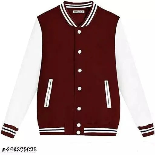 2-Tone Varsity Bomber Jacket – Baseball Style Quilted Winter Coat with Multi-Pockets