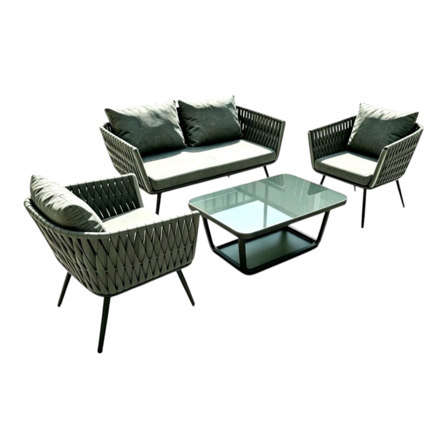 MFURN Cinderella Outdoor Rope Patio Lounge 4pc Set