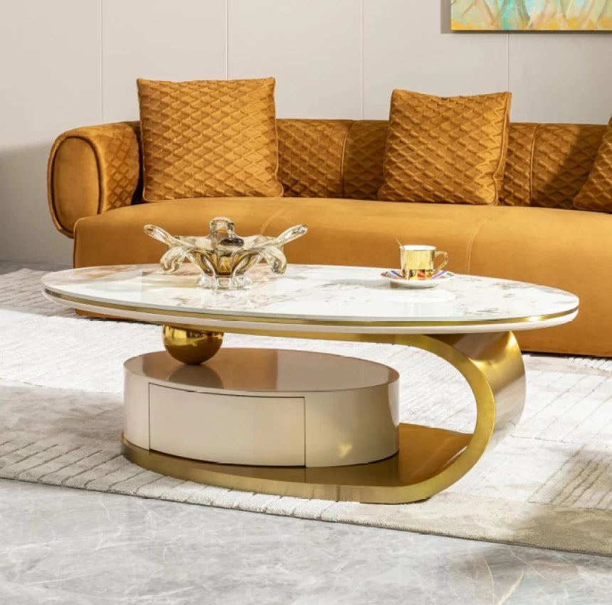 MHome Faux Marble Coffee Table with Storage, Various Colours