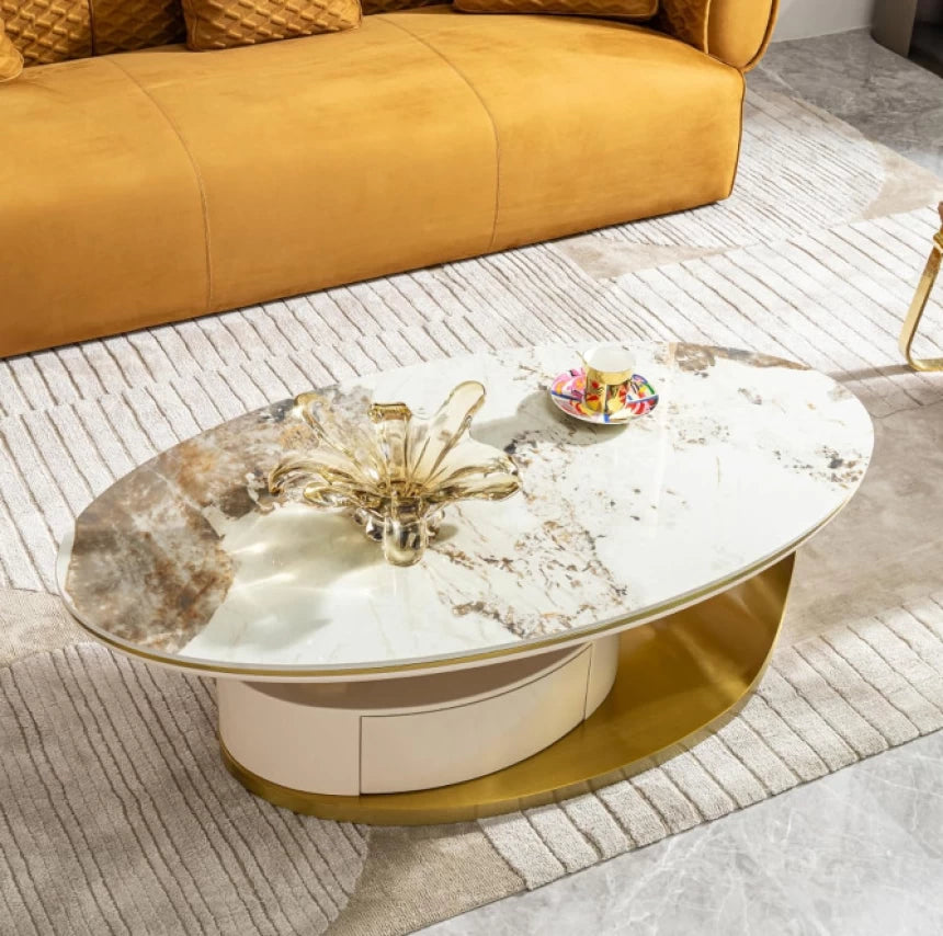 MHome Faux Marble Coffee Table with Storage, Various Colours