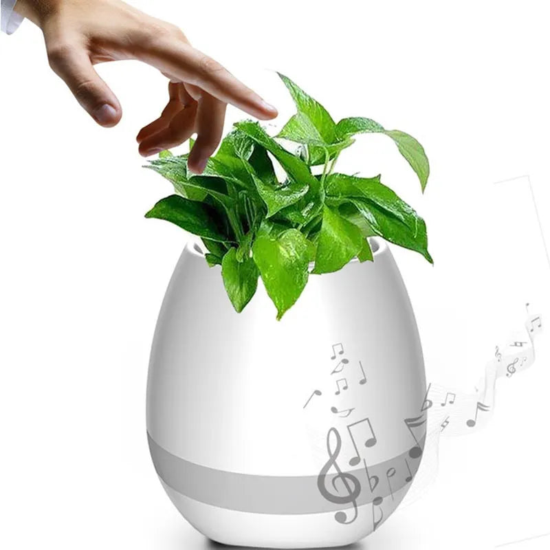 Creative Smart Bluetooth Touch Music Flower Home Office Decoration Green Music Flowerpot Night Light with Speaker