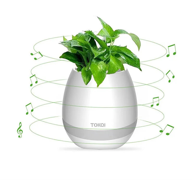 Creative Smart Bluetooth Touch Music Flower Home Office Decoration Green Music Flowerpot Night Light with Speaker