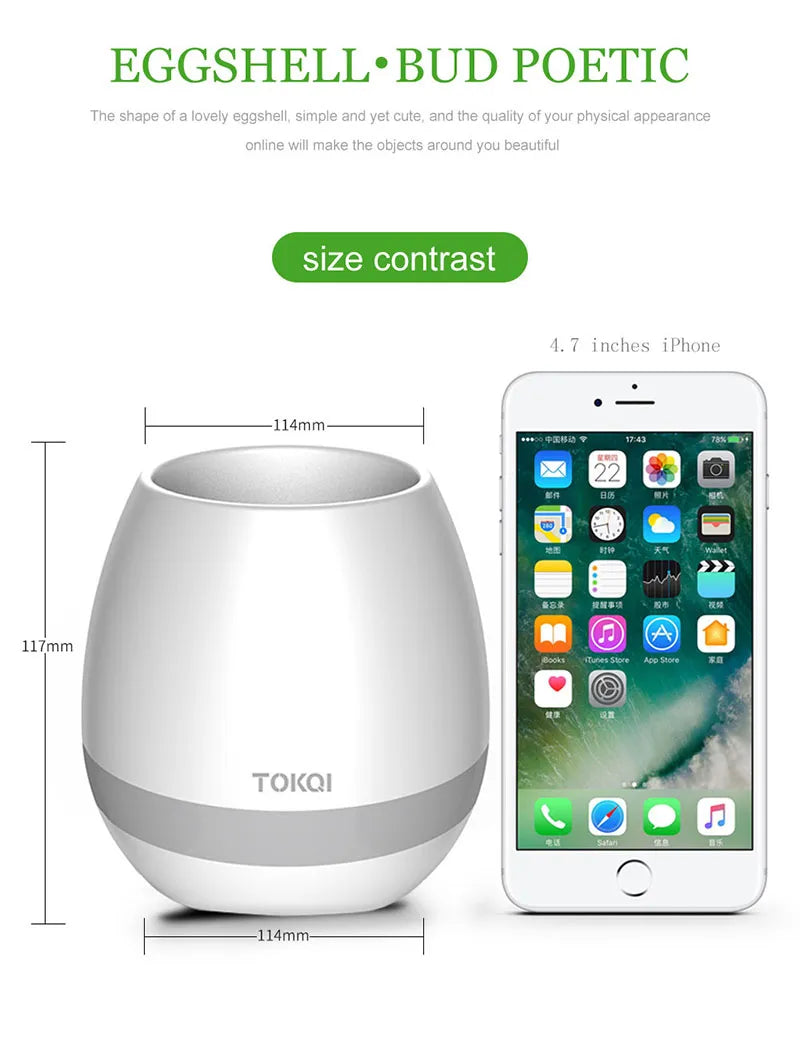 Creative Smart Bluetooth Touch Music Flower Home Office Decoration Green Music Flowerpot Night Light with Speaker