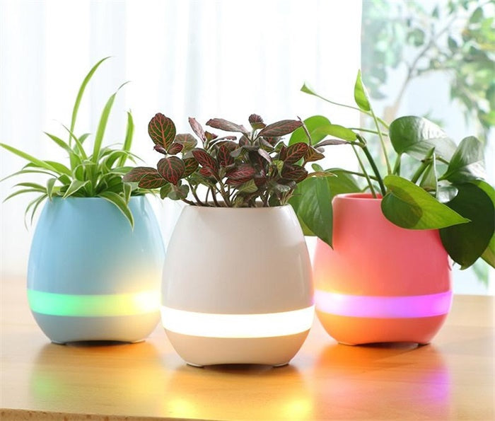 Creative Smart Bluetooth Touch Music Flower Home Office Decoration Green Music Flowerpot Night Light with Speaker