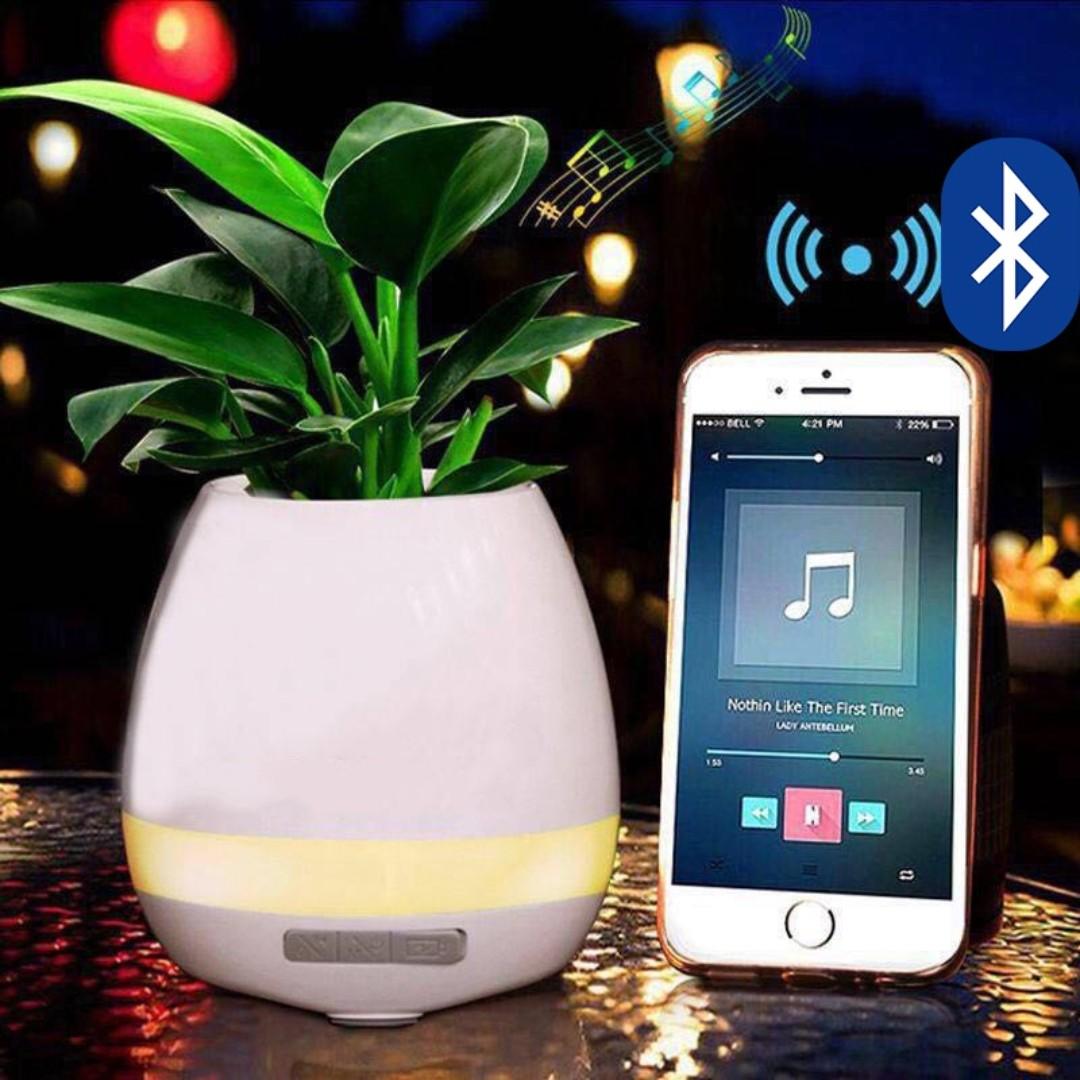 Creative Smart Bluetooth Touch Music Flower Home Office Decoration Green Music Flowerpot Night Light with Speaker