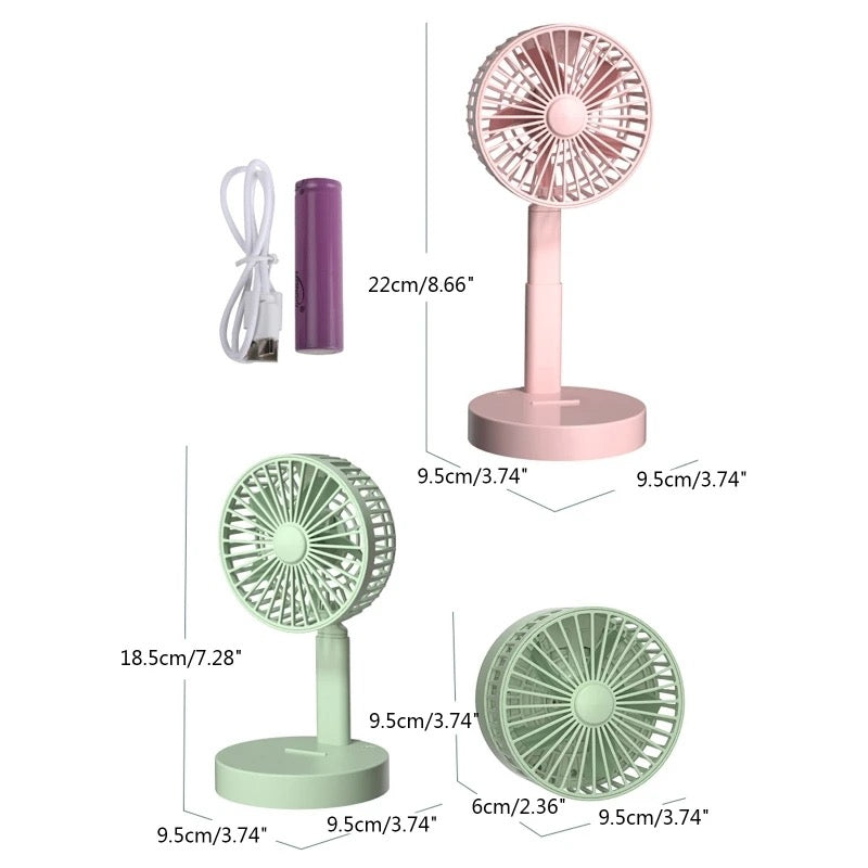 Foldable Telescopic Charging Fan, Minimalist, Mini Portable Desktop