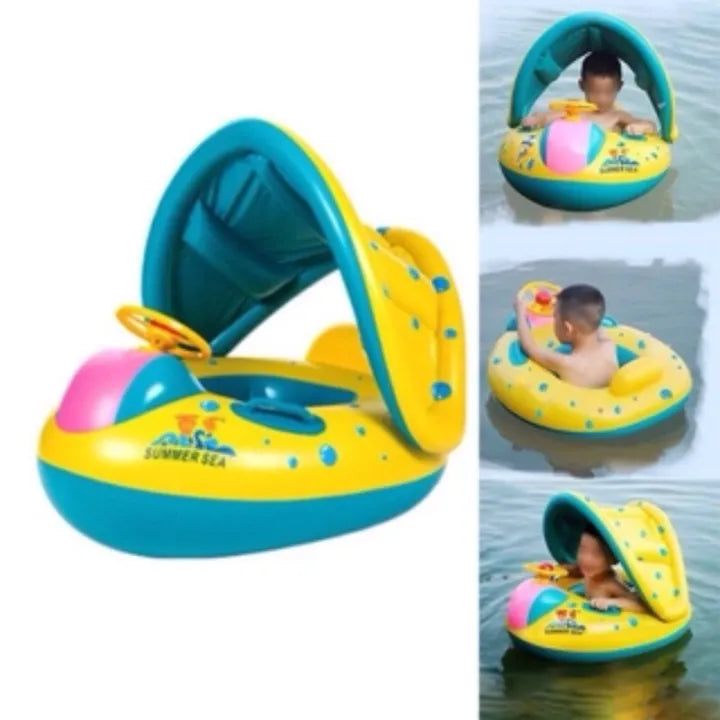 Sunshade Summer Kid's Pool Beach Boat Floaters Free Inflatable Tube Swimming Ring for Kids