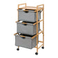 Laundry Trolley - 3 Drawer - Bamboo/Grey