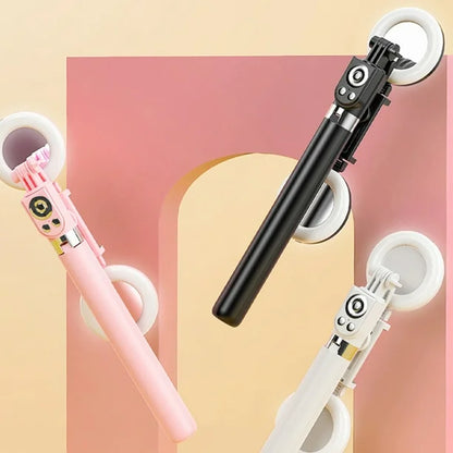 MTech Extendable Selfie Stick with Tik Tok Rechargeable Wireless Remote ,Tripod Stand and Double lamp