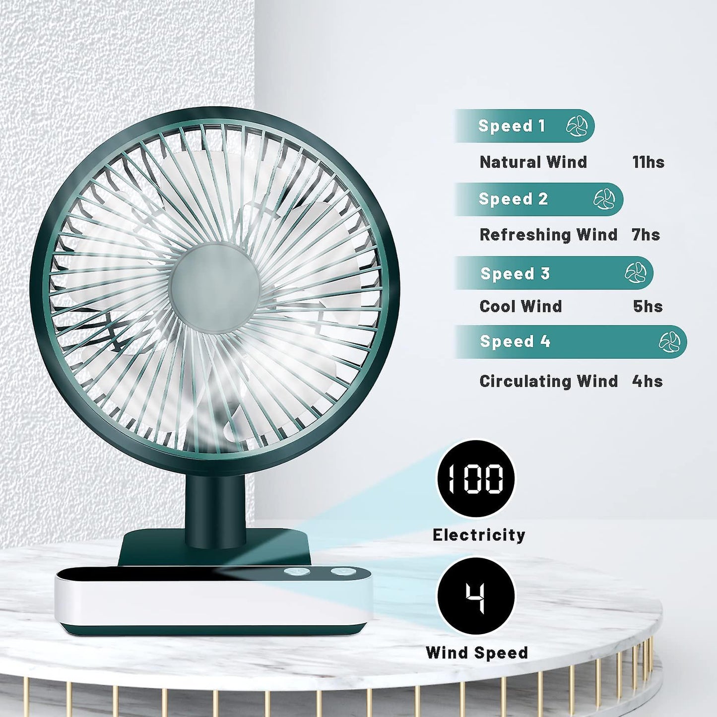F702 Automatic Shaking Desktop Electric Fan with LED Display