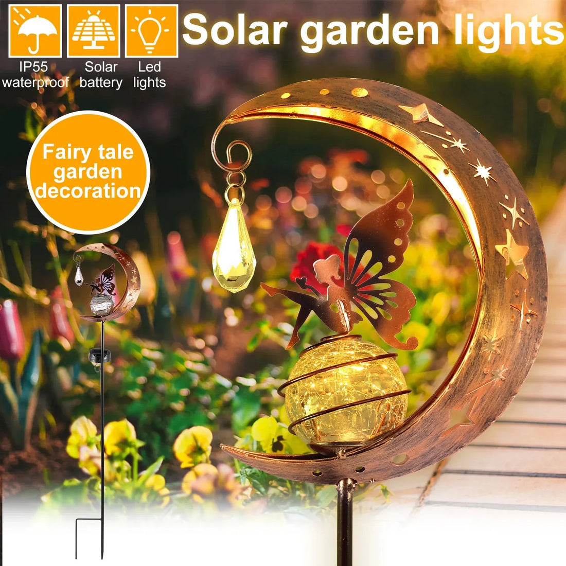 MHome Angelic Solar Garden Light with Decorative Wind Chimes