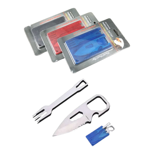 Mini outdoor cutlery set in credit card format