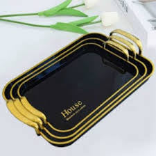MHome Serving Tray Fruit Dinner Food Tray Rectangle  - 3 Pack Various Options