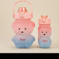 Bear Shaped Water Bottle with Built-In Straw and Carry Strap