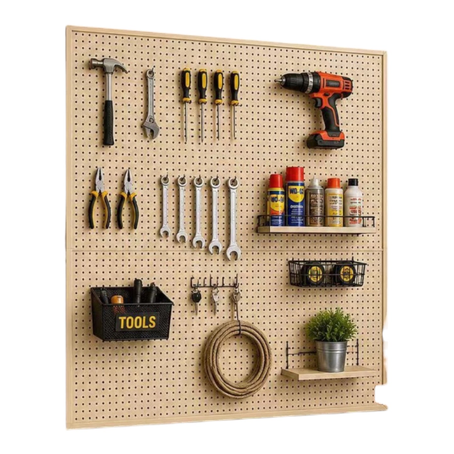 MHome DIY Pegboard Tool Organizer Plan: Garage Workshop Wall Storage - Various Sizes