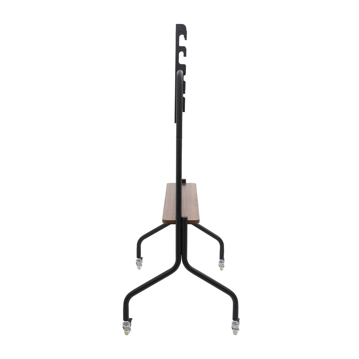 MTech Mobile TV Stand with Game Console Mount, Black, Carbon Steel & Wood, Fits 49-75 inch TVs, 360° Wheels, Height Adjustable